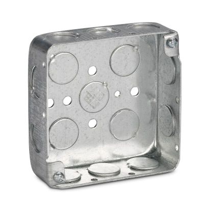 Thomas & Betts Steel City® 52141-1/2 Outlet Box, Steel, 18 cu-in Capacity, 1 Outlets, 15 Knockouts, 4 in H x 4 in W x 1-1/4 in D